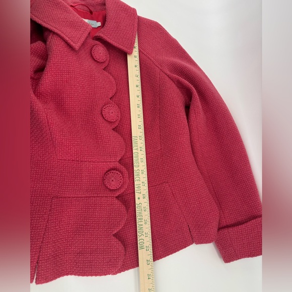 Boden pink wool blend jacket with scalloped hem size 8 - Picture 15 of 15